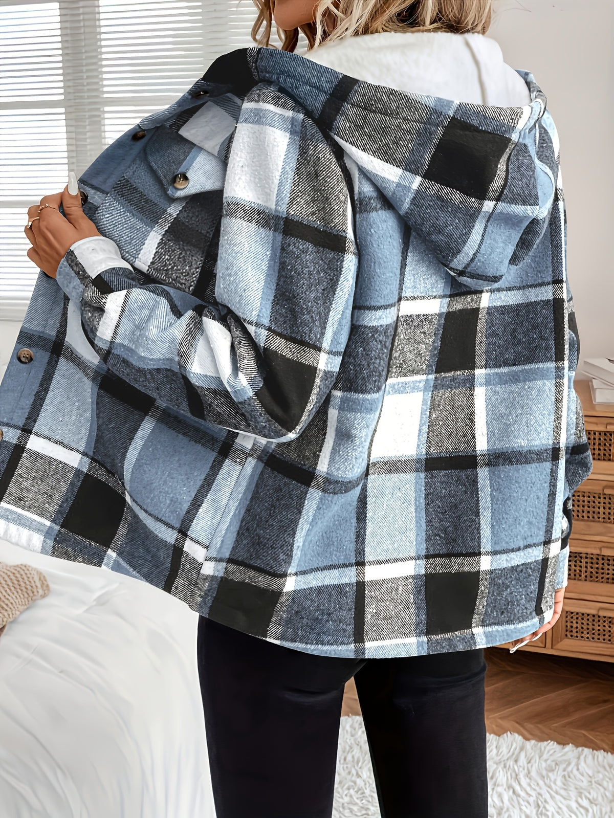 Amalia - chaqueta de sherpa a cuadros
