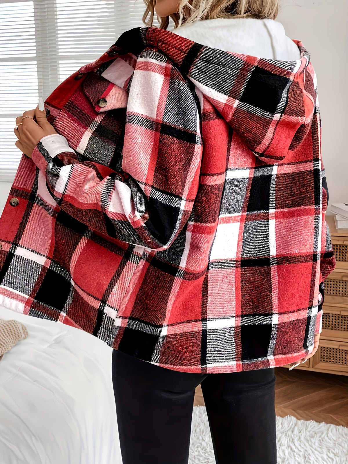 Amalia - chaqueta de sherpa a cuadros